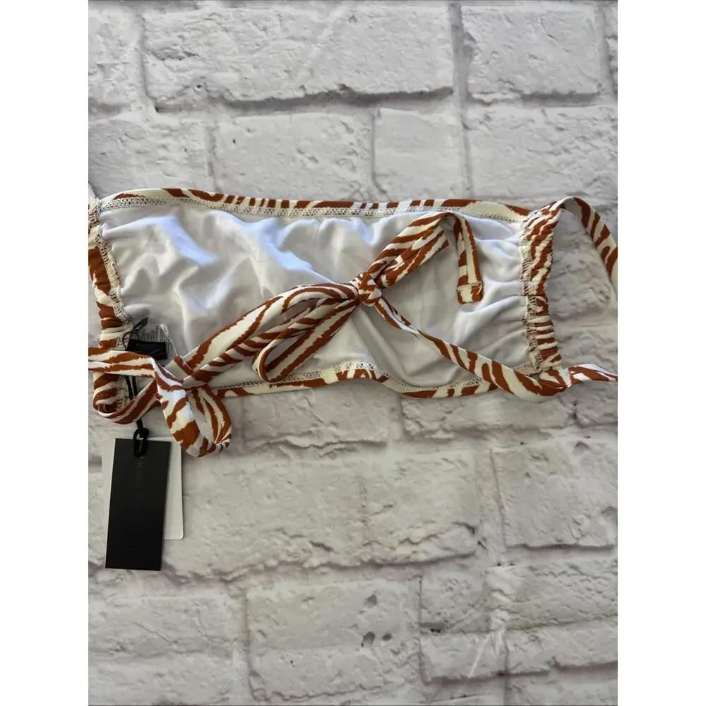 Kendall & Kylie XL Brown Rust Abstract Tiger Zebra Animal Bikini NWT